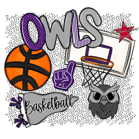 Owls Basketball Spirit-Purple & Grey