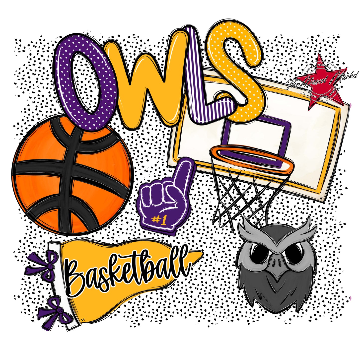 Owls Basketball Spirit-Purple & Yellow