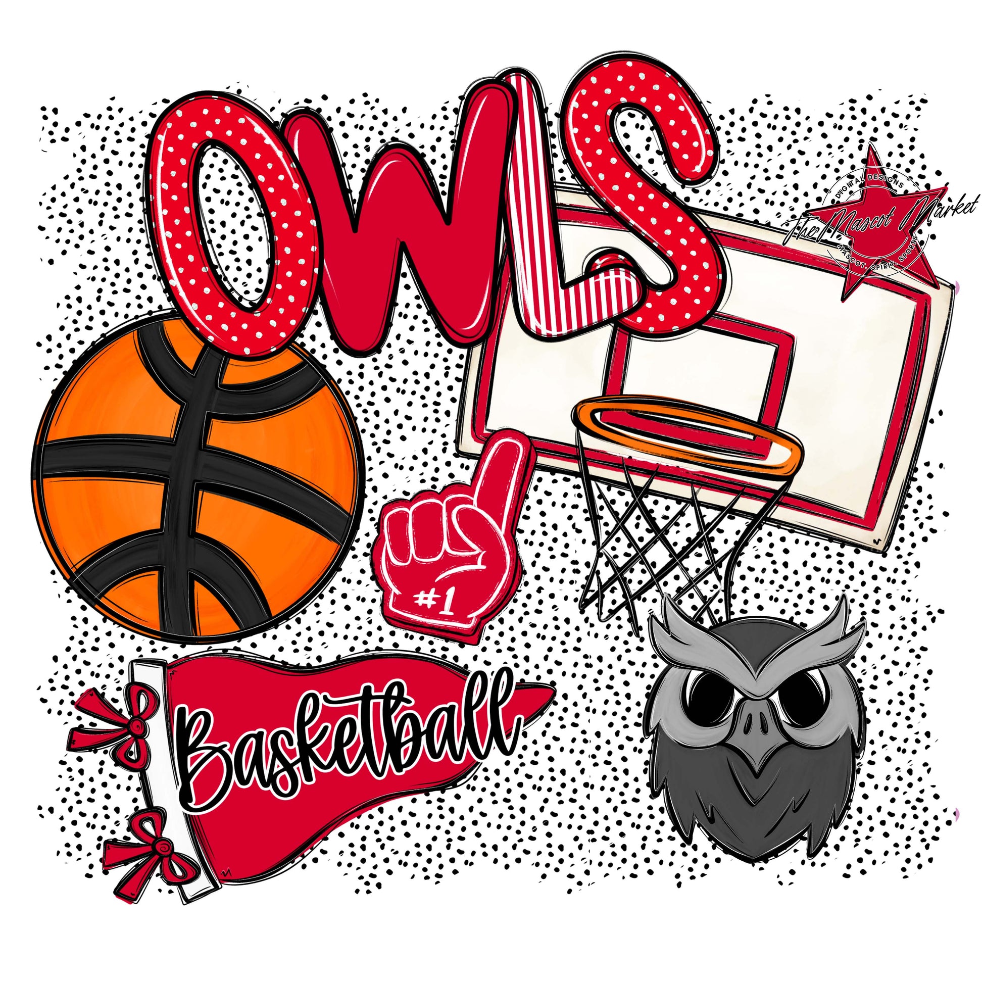 Owls Basketball Spirit-Red