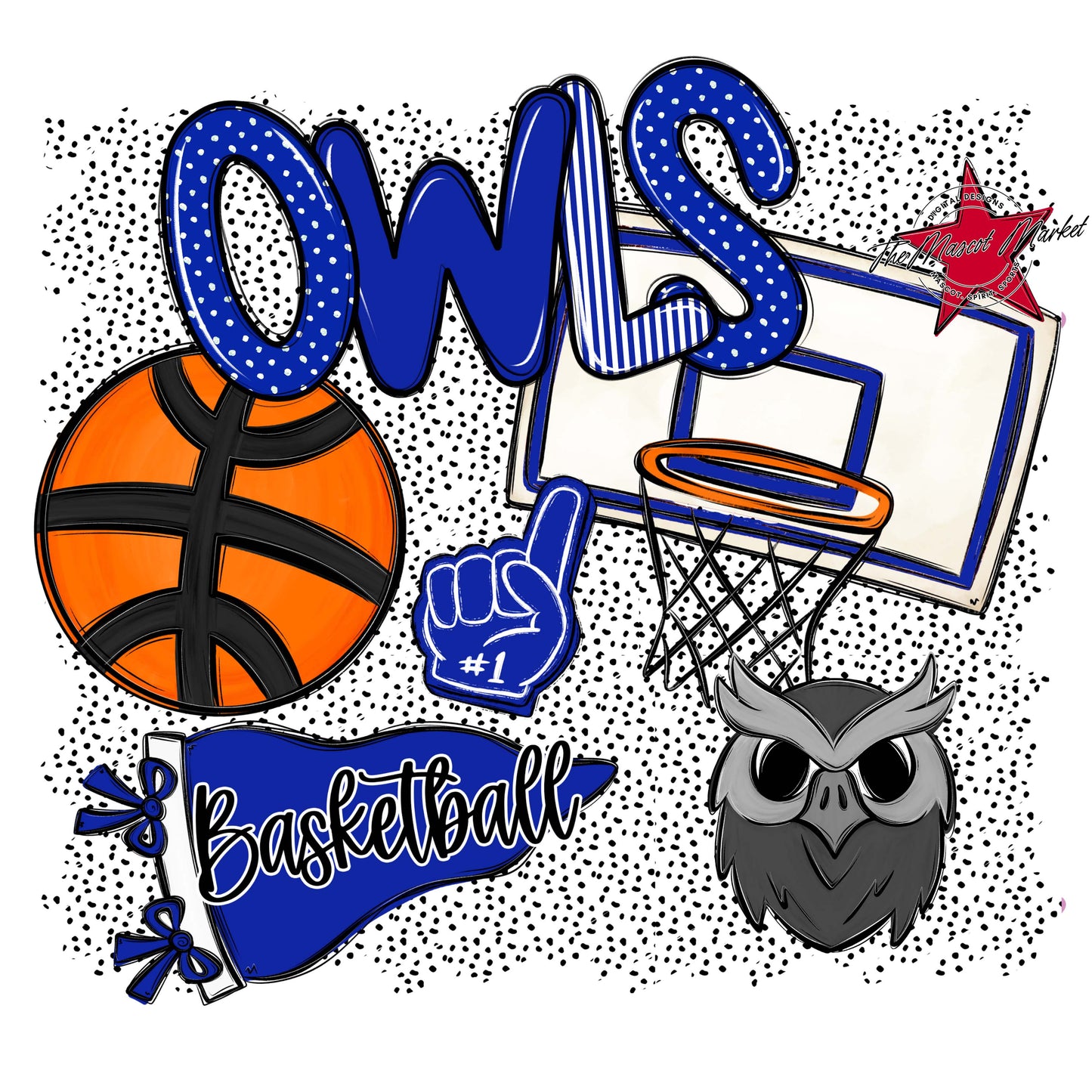 Owls Basketball Spirit-Royal Blue
