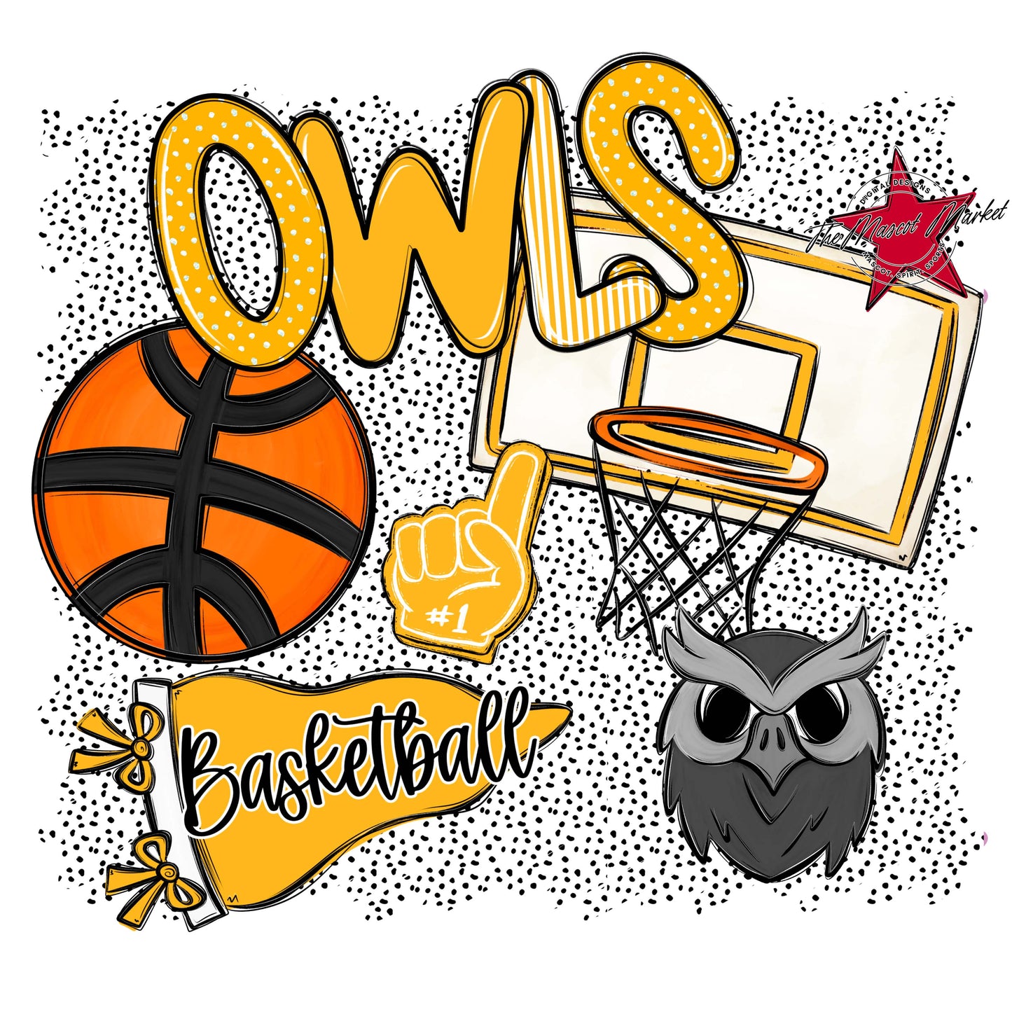 Owls Basketball Spirit-Yellow