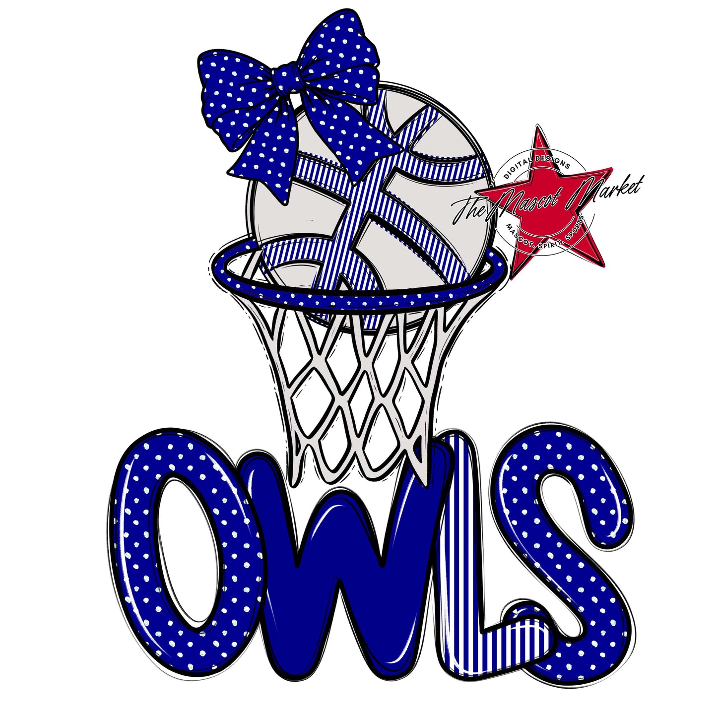 Owls Basketball Spirit Design-Blue