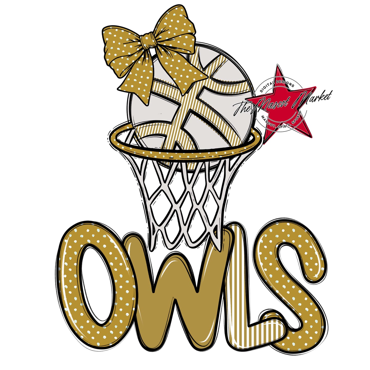 Owls Basketball Spirit Design-Gold