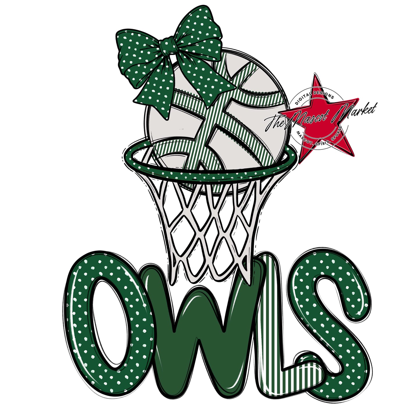 Owls Basketball Spirit Design-Green