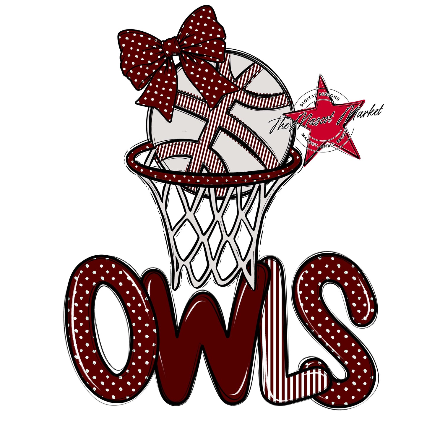 Owls Basketball Spirit Design-Maroon