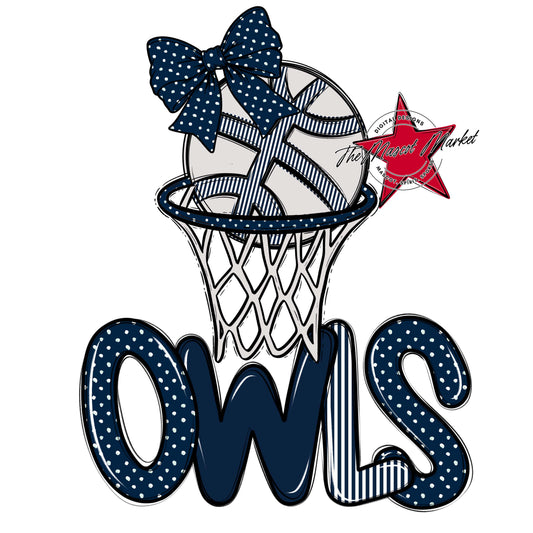 Owls Basketball Spirit Design-Navy