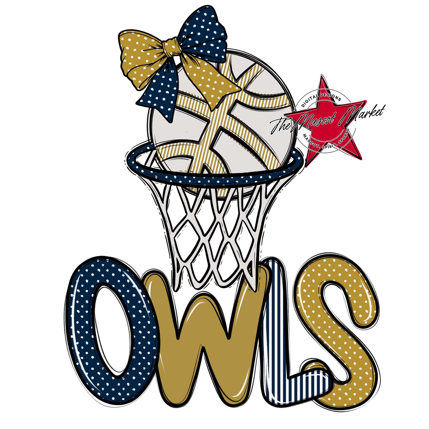 Owls Basketball Spirit Design-Navy & Gold