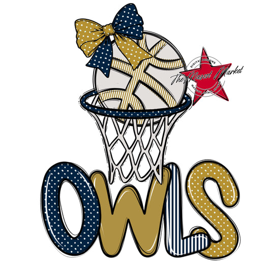 Owls Basketball Spirit Design-Navy & Gold