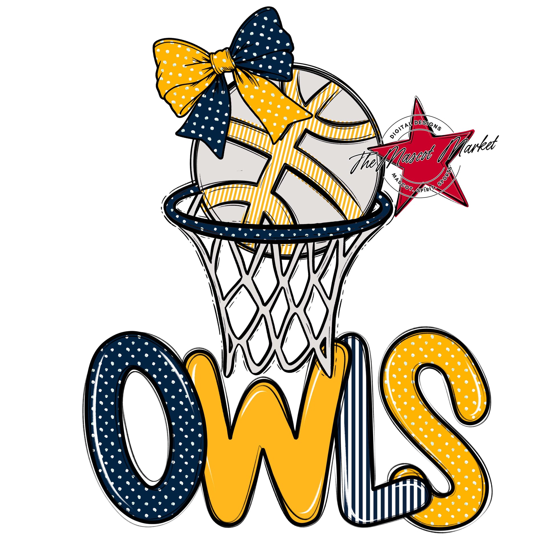 Owls Basketball Spirit Design-Navy & Yellow