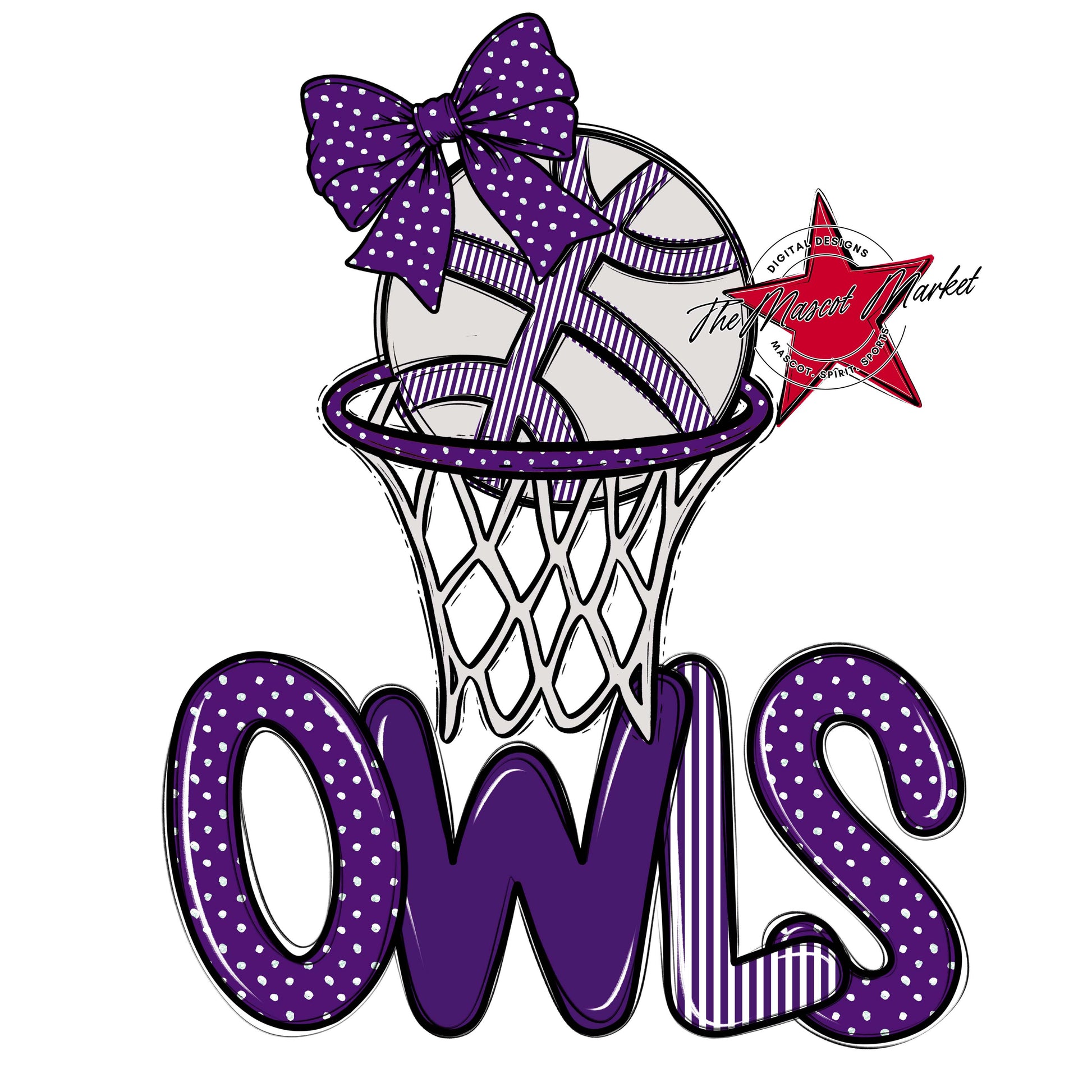 Owls Basketball Spirit Design-Purple