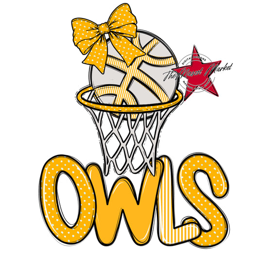 Owls Basketball Spirit Design-Yellow