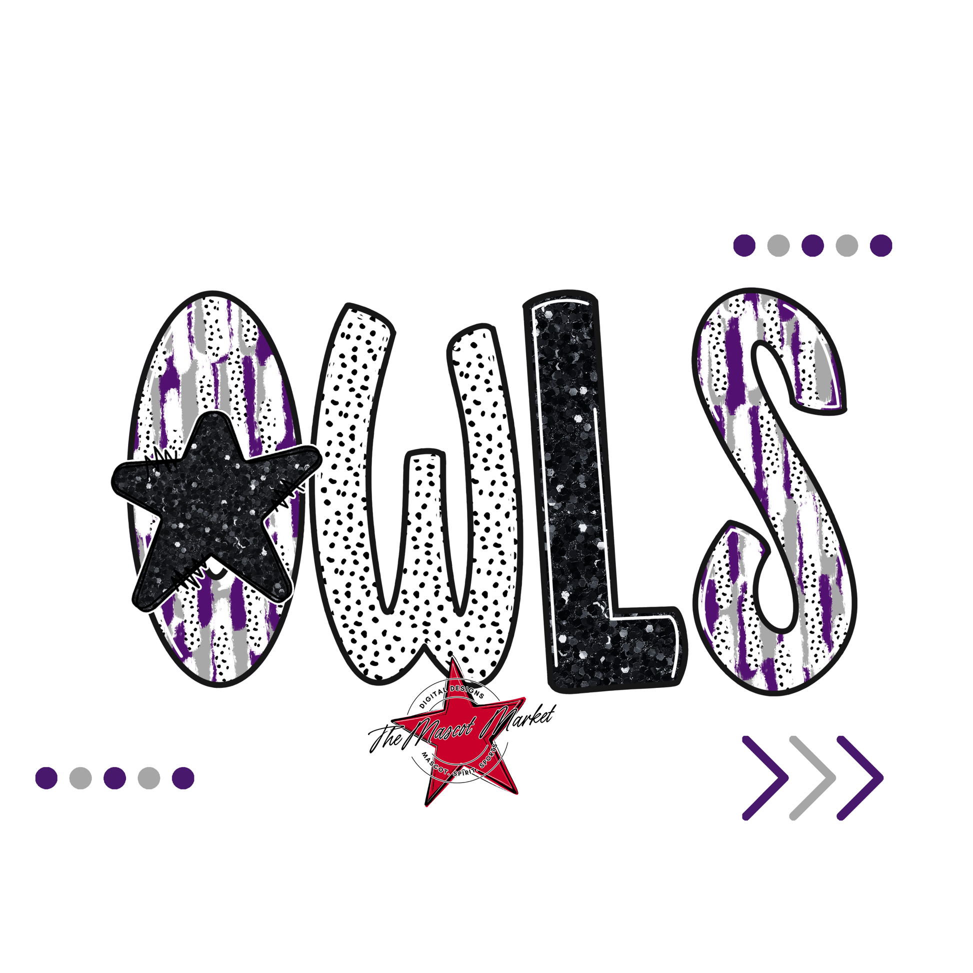 Owls Brushstroke Alpha w Arrows-Purple-Grey