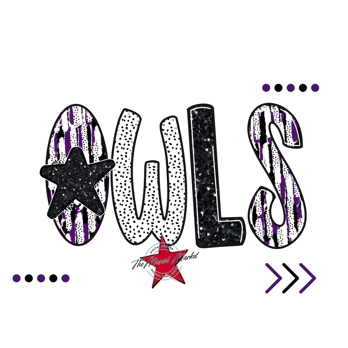 Owls Brushstroke Alpha w Arrows-Purple