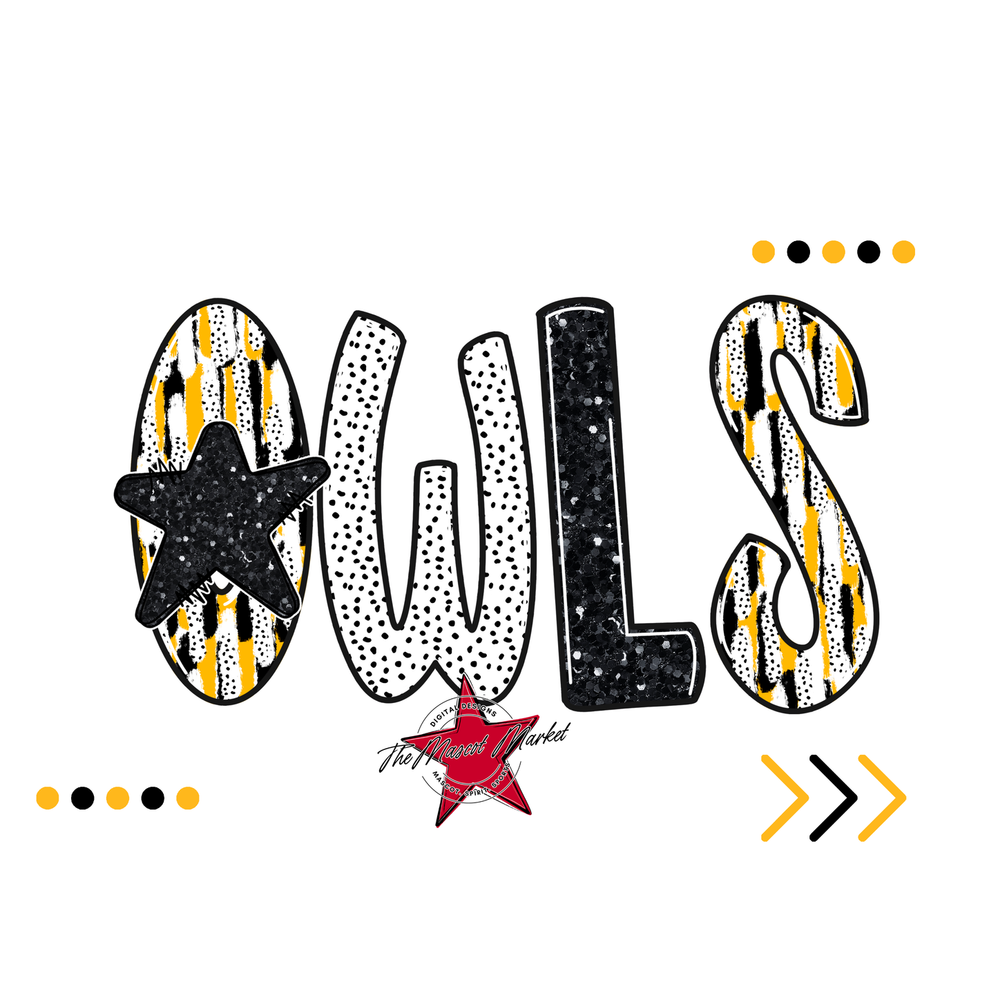 Owls Brushstroke Alpha w Arrows-Yellow