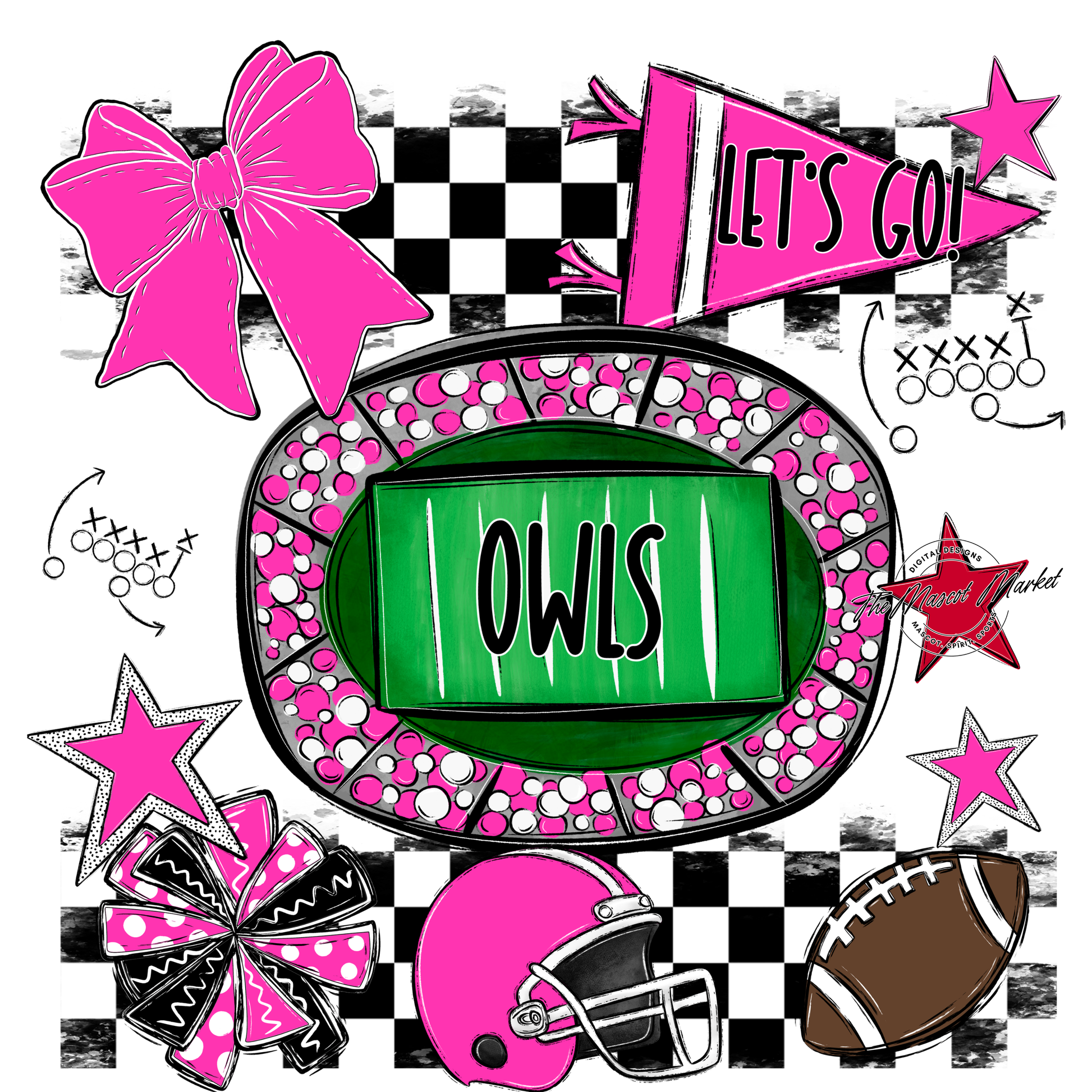 Owls Checkers Spirit Design-Pink