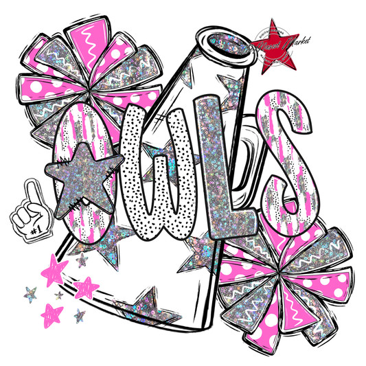 Owls Cheer Megaphone Scrape-Baby Pink