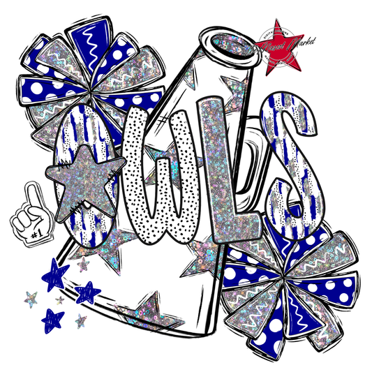 Owls Cheer Megaphone Scrape-Blue