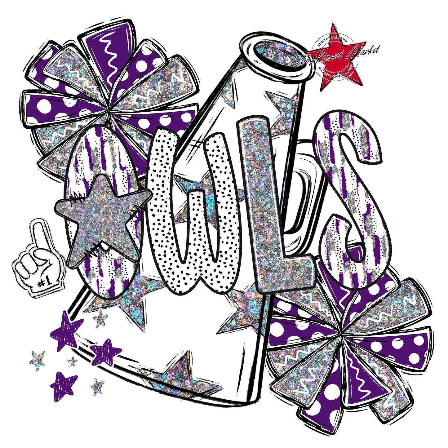 Owls Cheer Megaphone Scrape-Purple