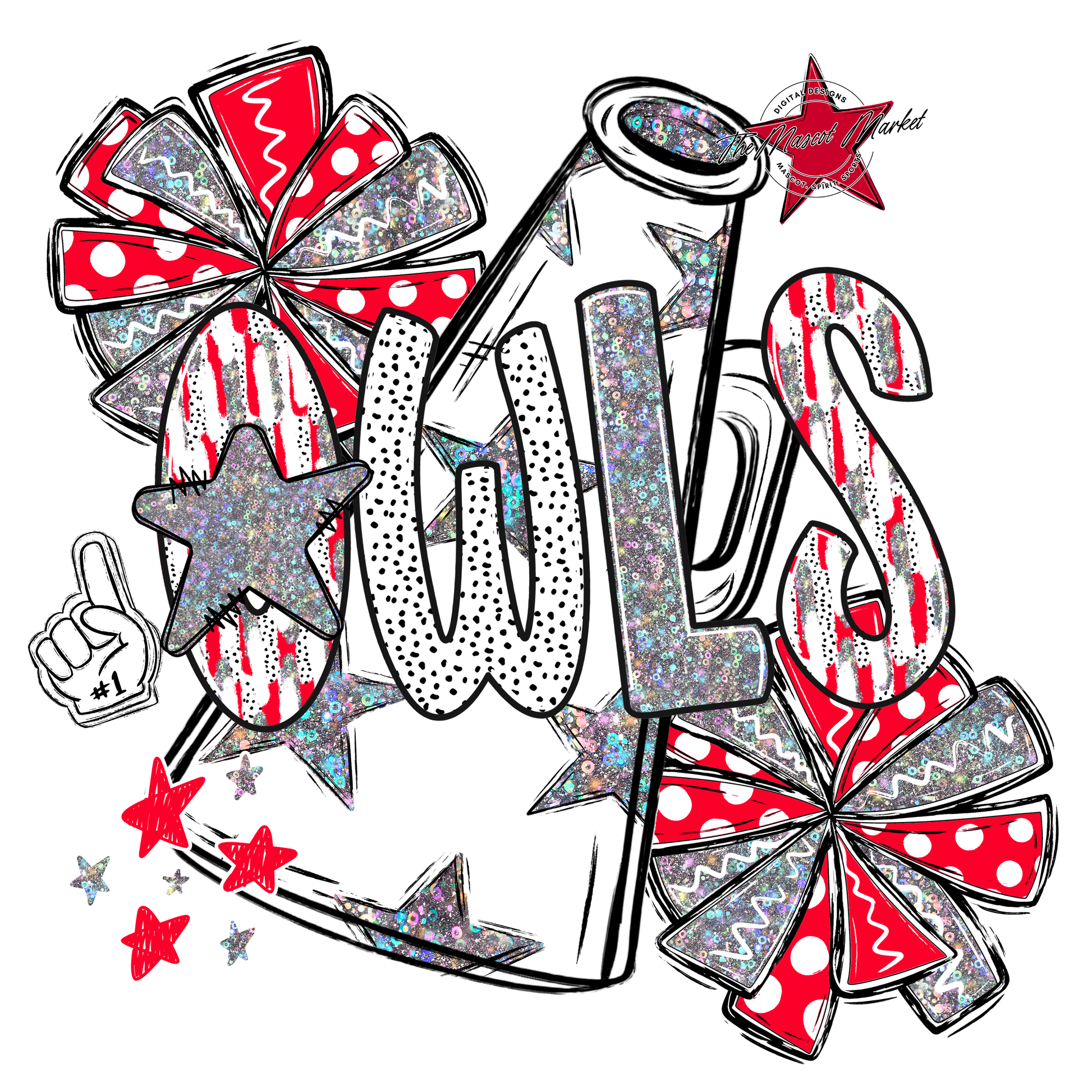 Owls Cheer Megaphone Scrape-Red