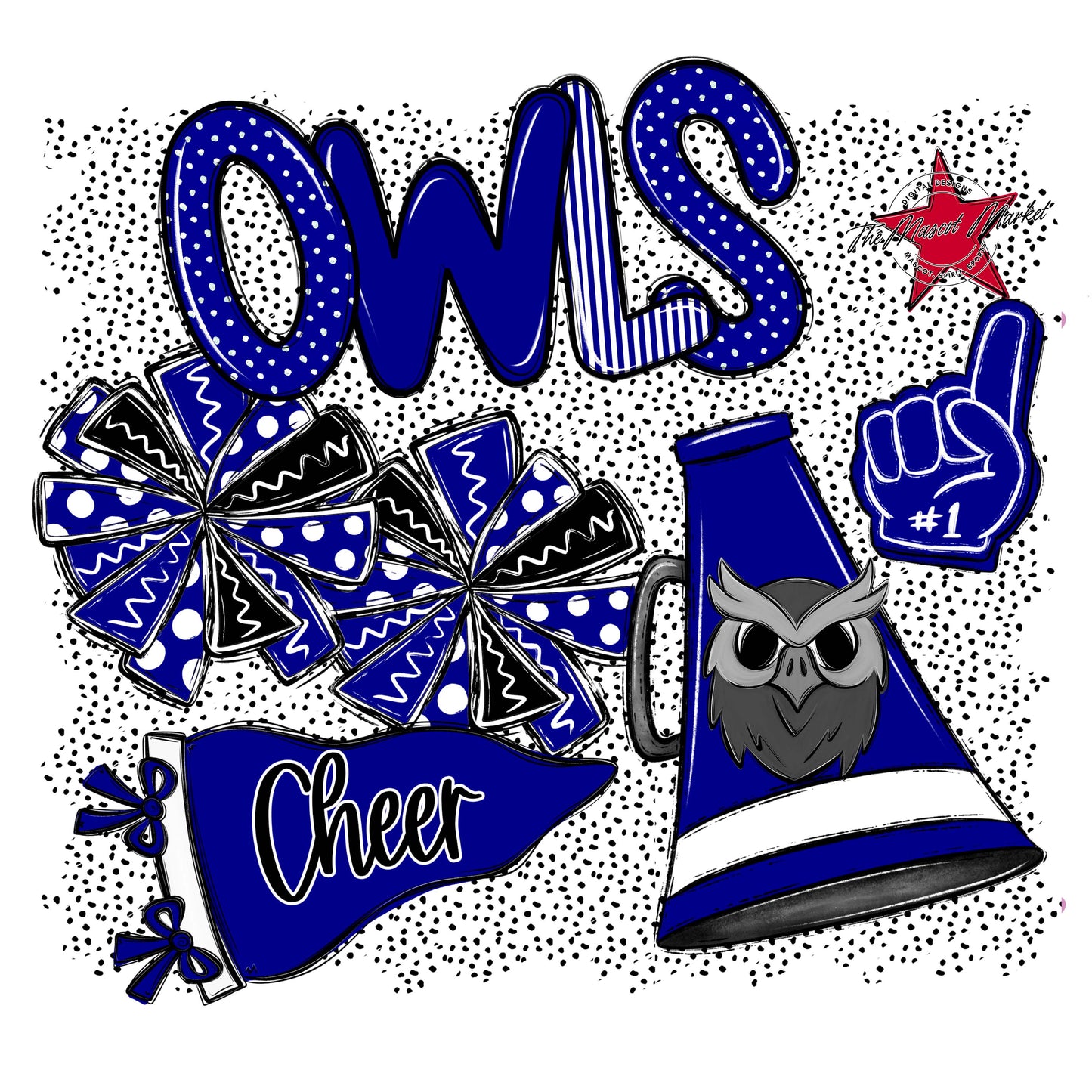 Owls Cheer Spirit-Blue