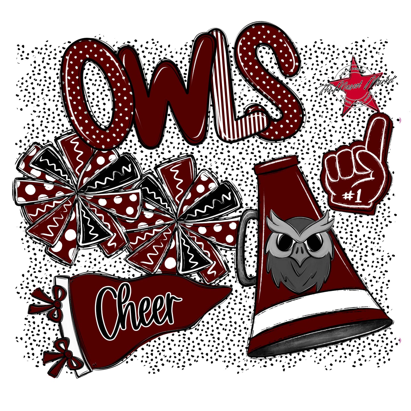 Owls Cheer Spirit-Maroon