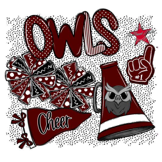 Owls Cheer Spirit-Maroon