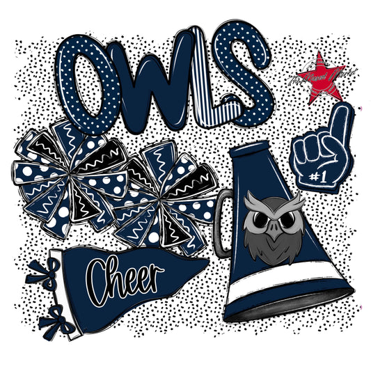 Owls Cheer Spirit-Navy