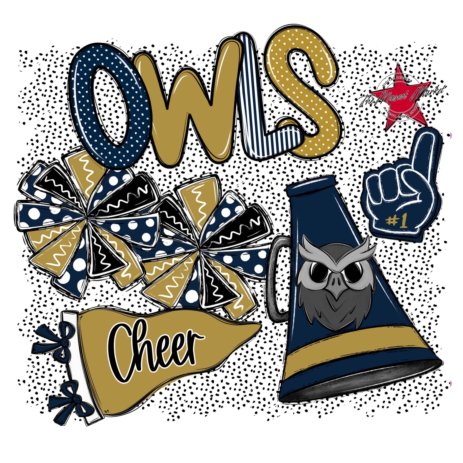 Owls Cheer Spirit-Navy & Gold