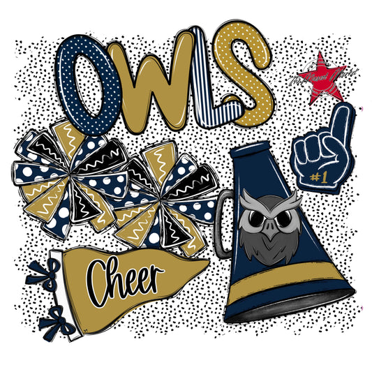 Owls Cheer Spirit-Navy & Gold
