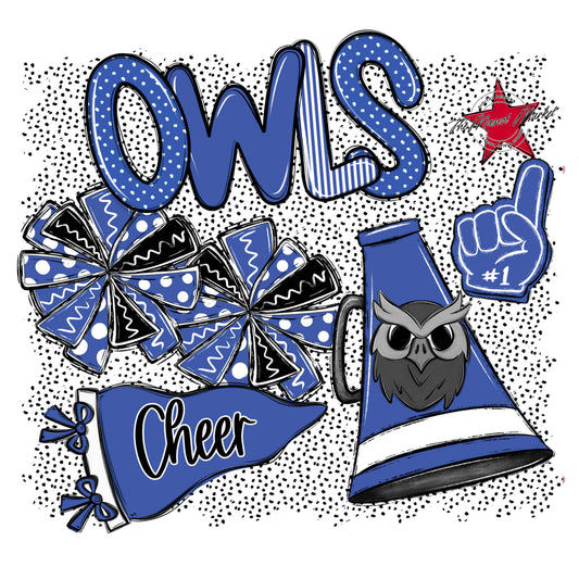 Owls Cheer Spirit-Off Blue