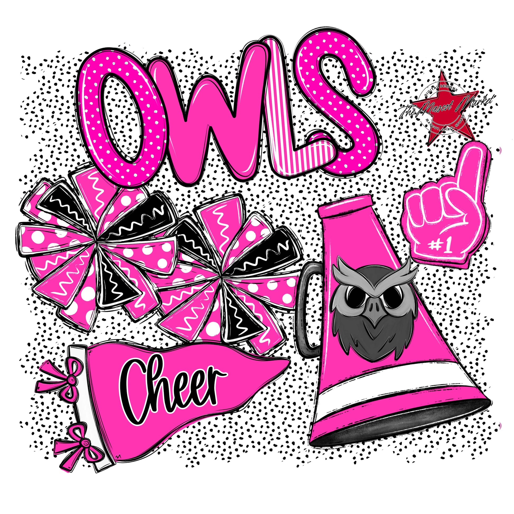 Owls Cheer Spirit-Pink