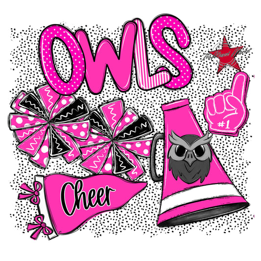 Owls Cheer Spirit-Pink