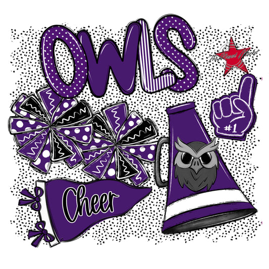 Owls Cheer Spirit-Purple