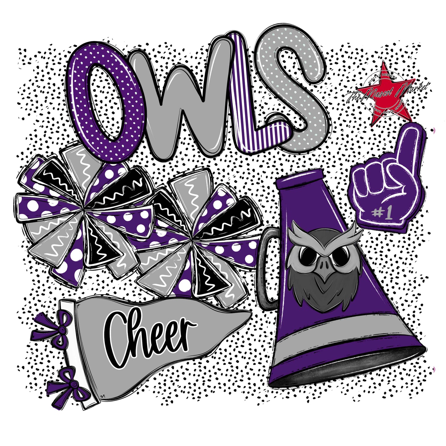 Owls Cheer Spirit-Purple & Grey