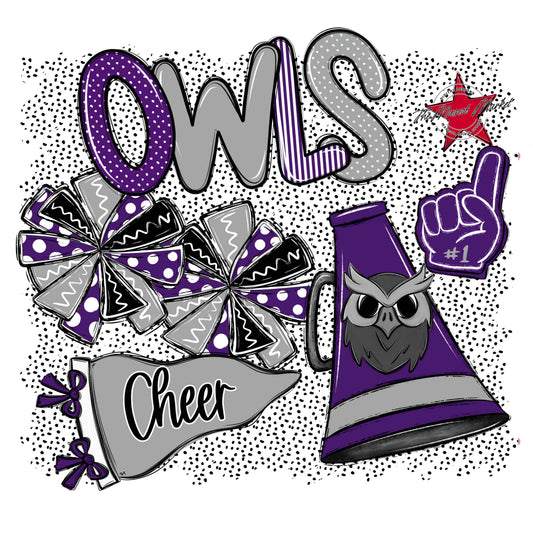 Owls Cheer Spirit-Purple & Grey