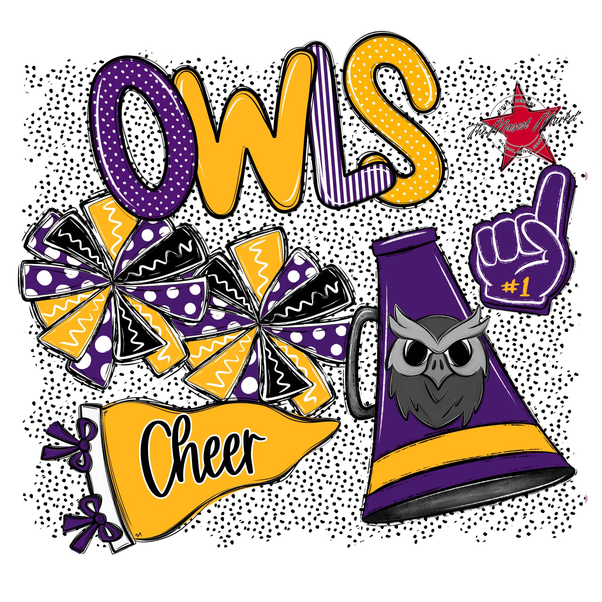 Owls Cheer Spirit-Purple & Yellow