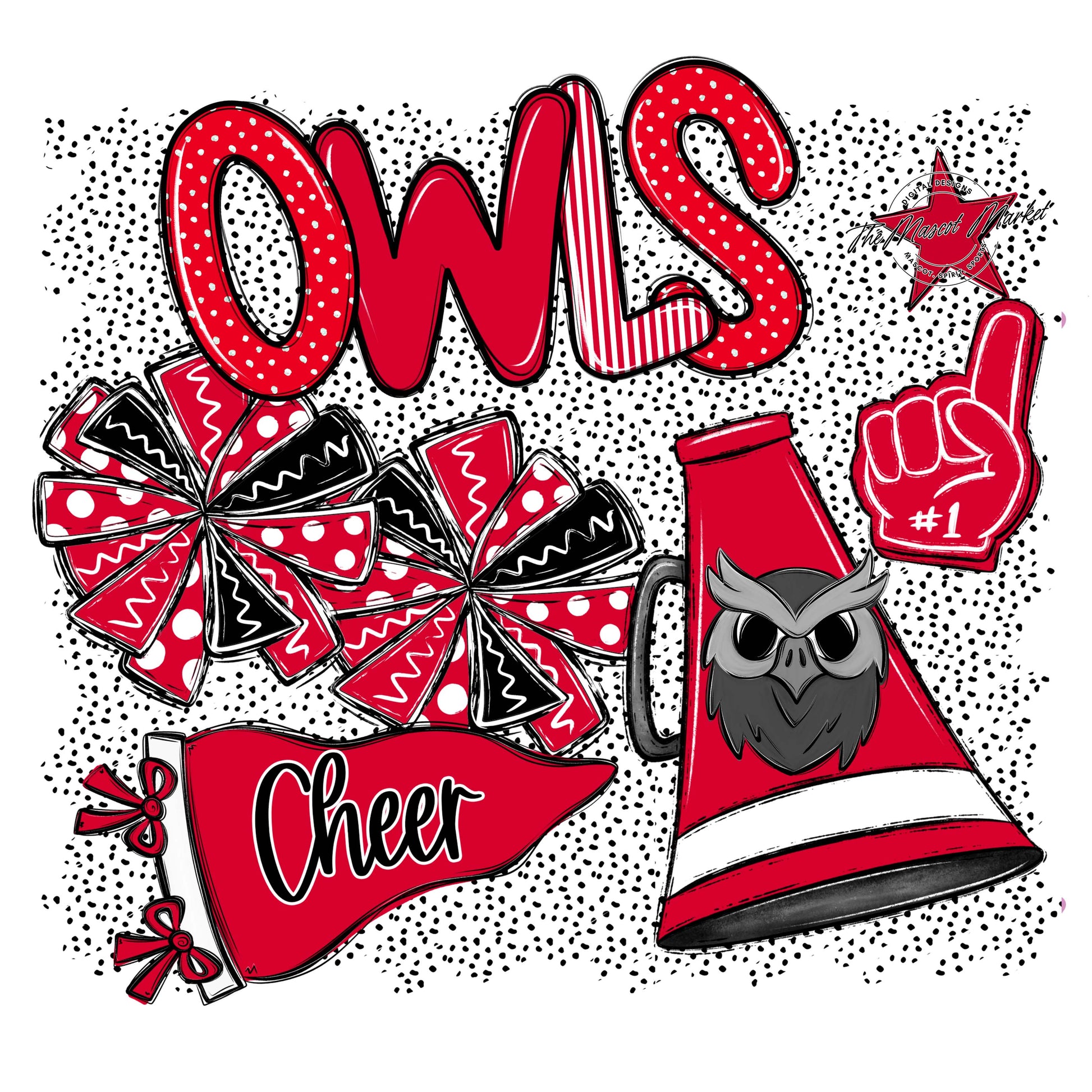 Owls Cheer Spirit-Red