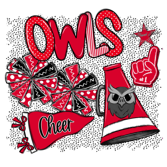 Owls Cheer Spirit-Red