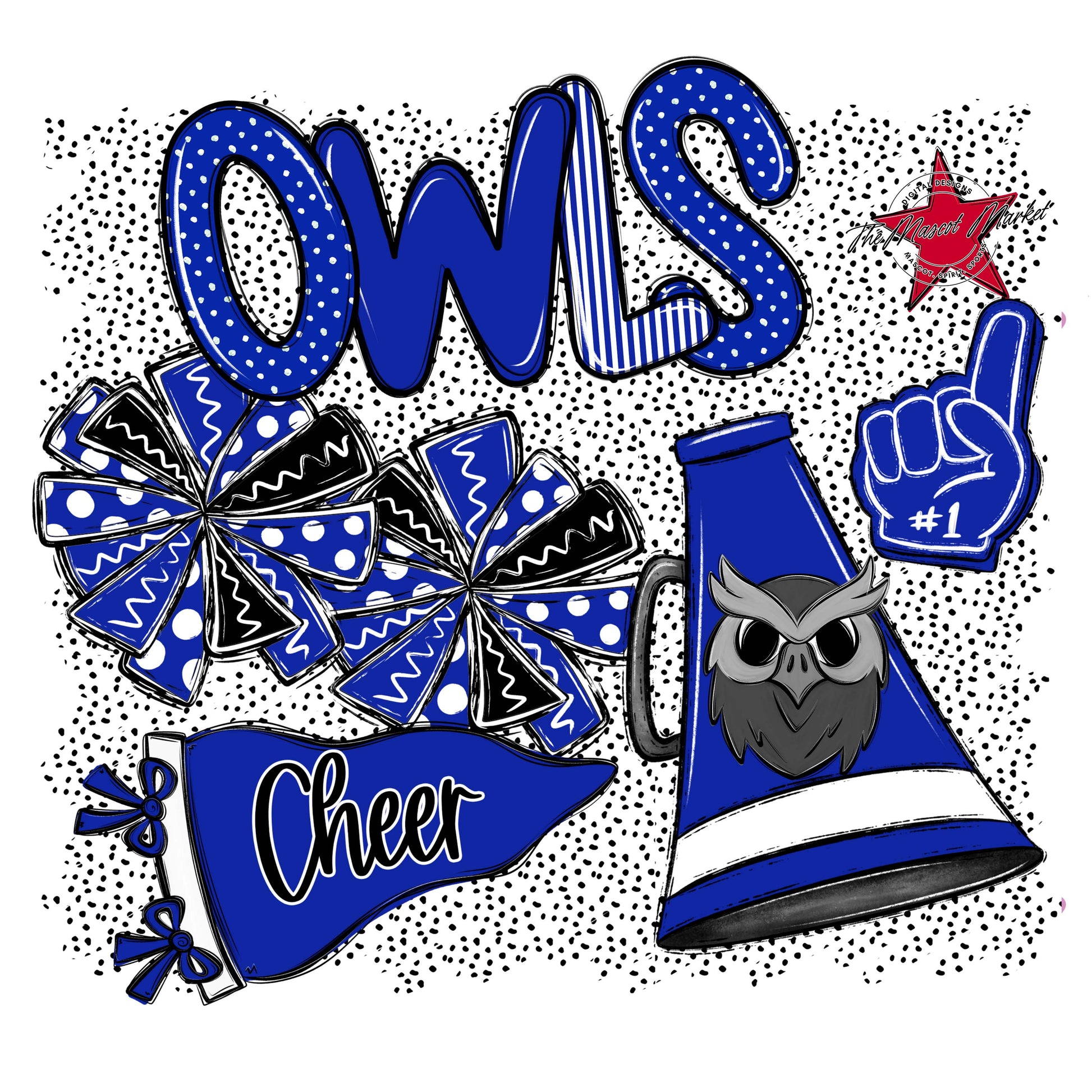 Owls Cheer Spirit-Royal Blue