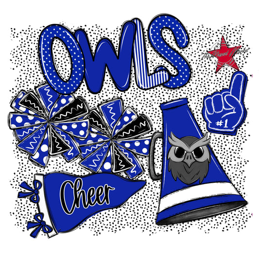 Owls Cheer Spirit-Royal Blue
