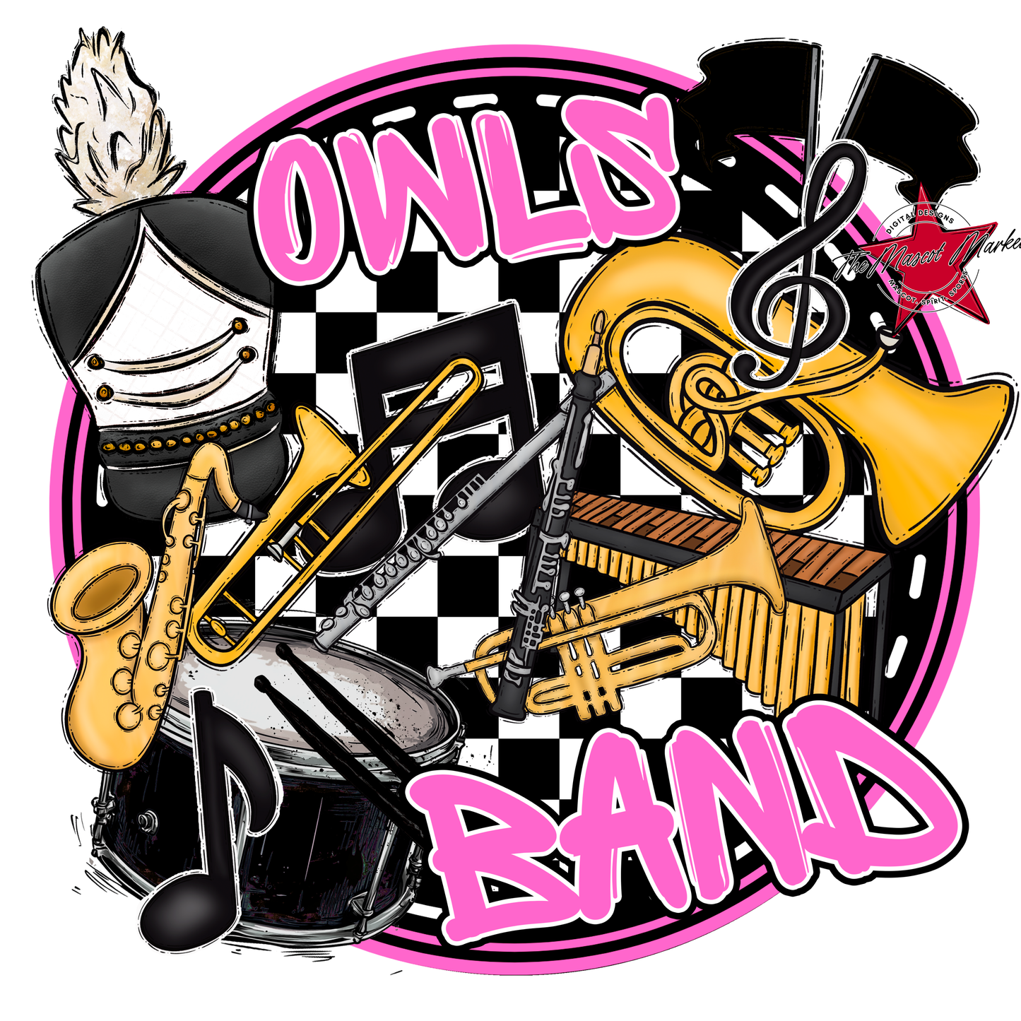Owls Circle Band Design-Baby Pink