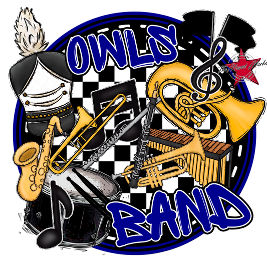 Owls Circle Band Design-Blue