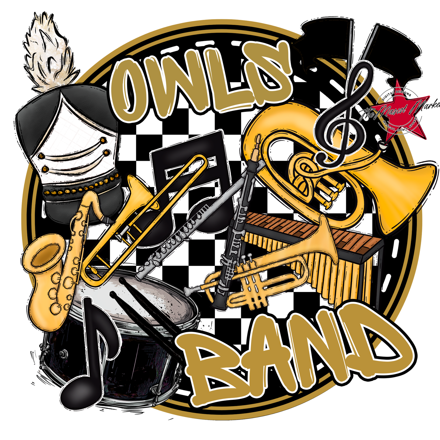 Owls Circle Band Design-Gold