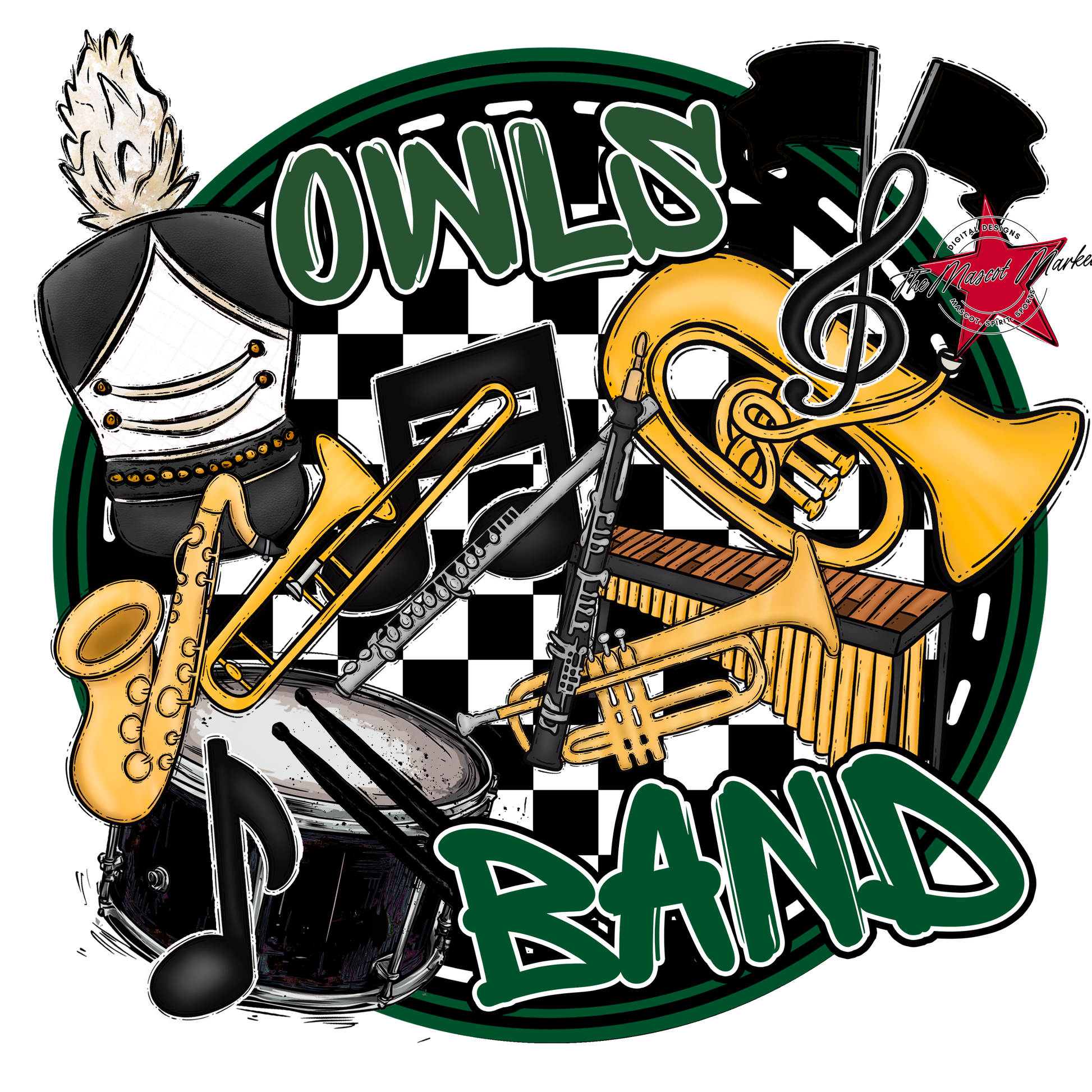 Owls Circle Band Design-Green