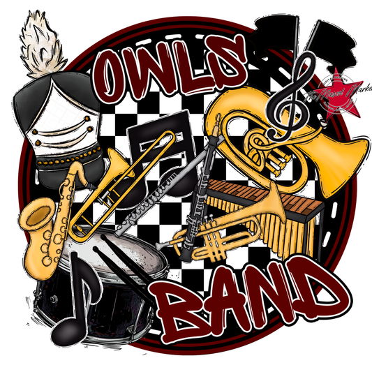 Owls Circle Band Design-Maroon