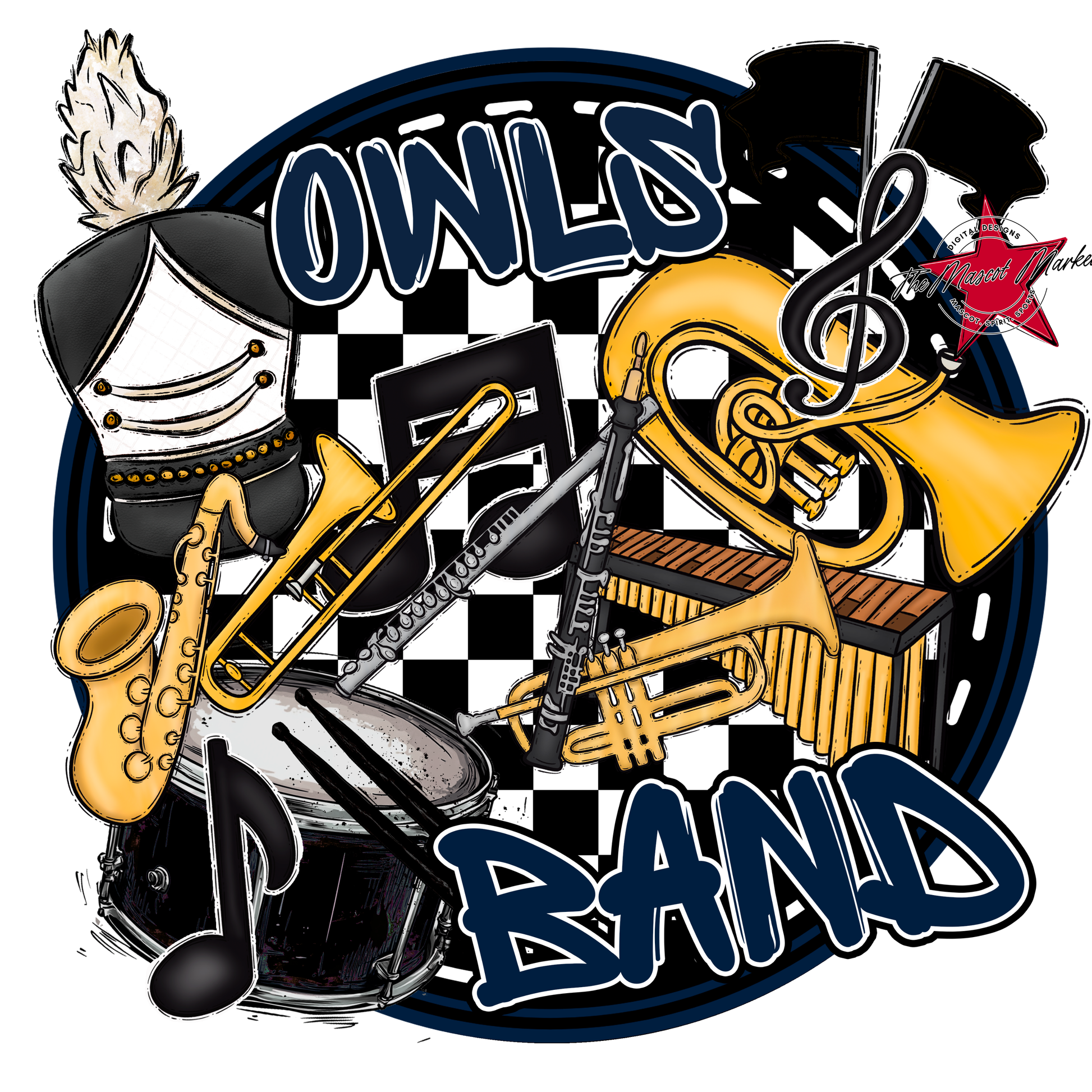 Owls Circle Band Design-Navy