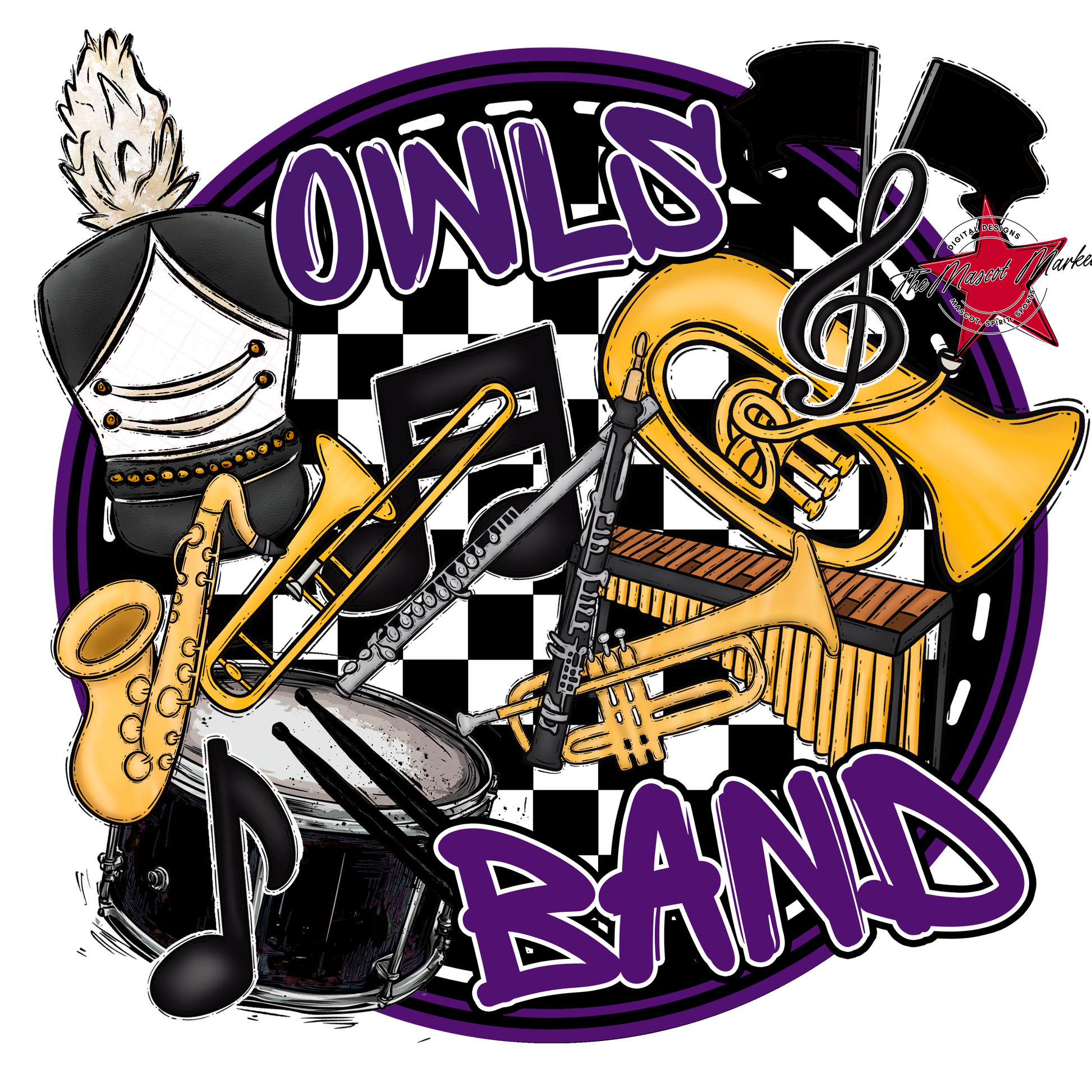 Owls Circle Band Design-Purple