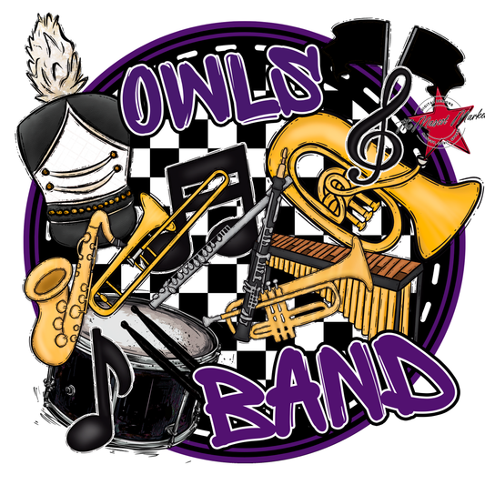 Owls Circle Band Design-Purple