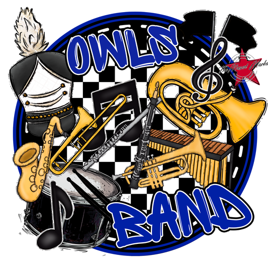 Owls Circle Band Design-Royal Blue