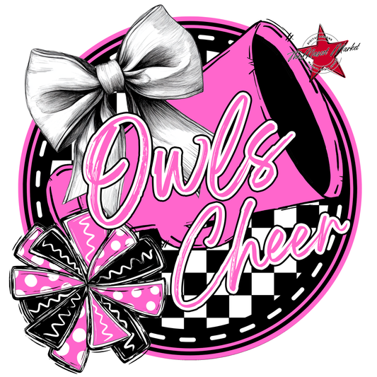 Owls Circle Cheer Design-Baby Pink